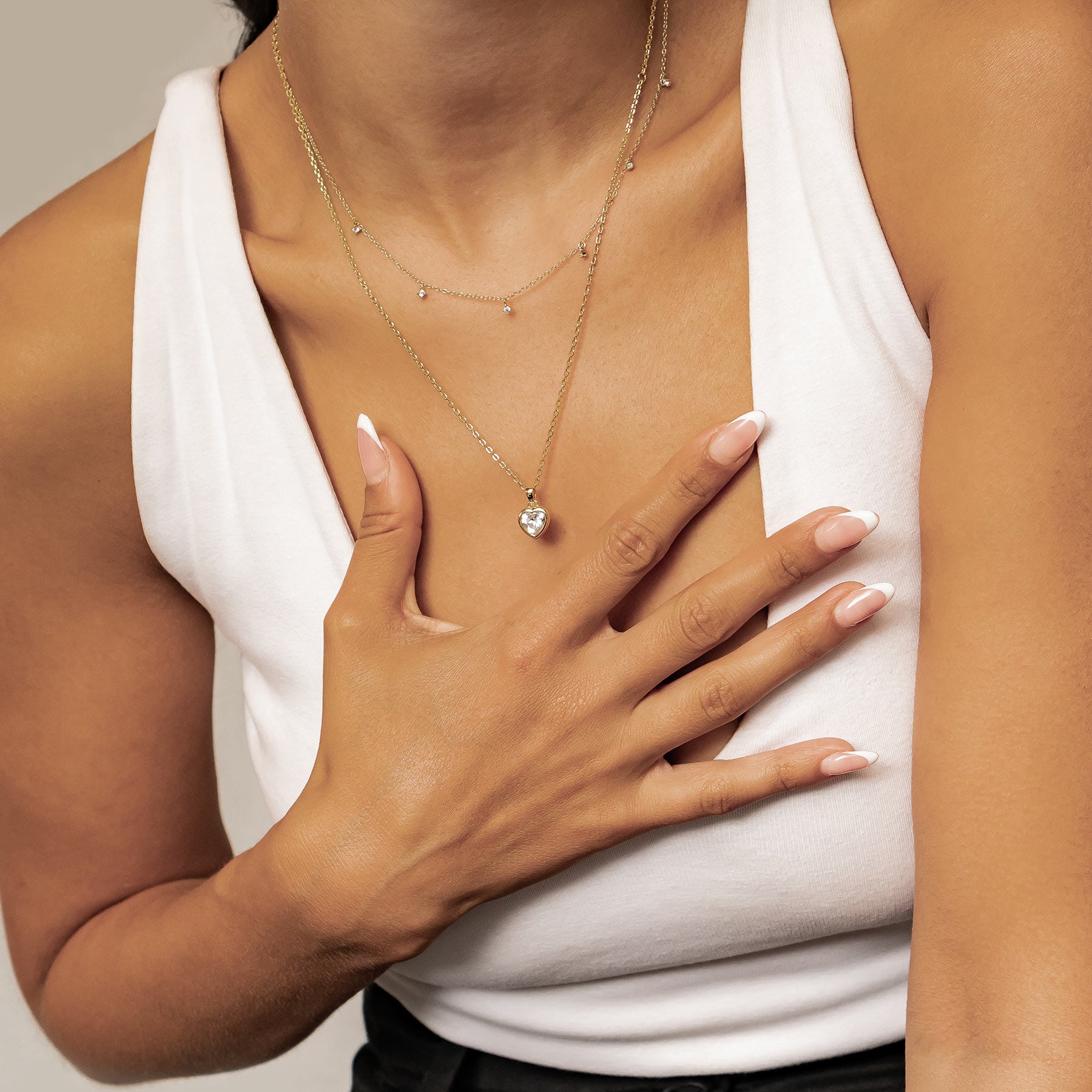 Crystal Heart Necklace Set Sterling Silver